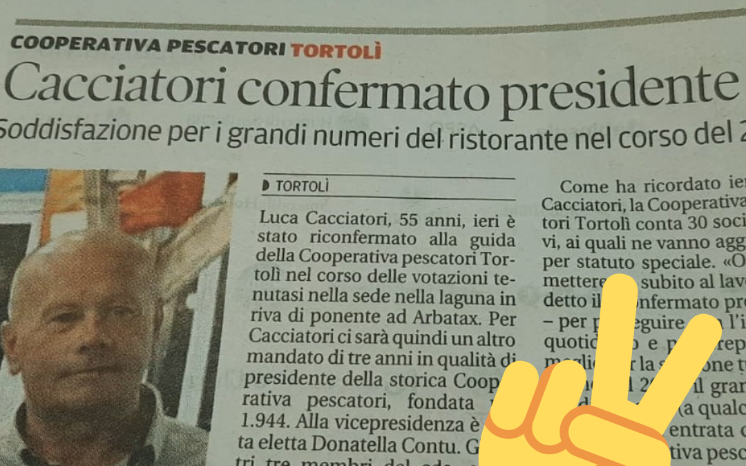 Luca Cacciatori riconfermato Presidente della Cooperativa pescatori Tortolì