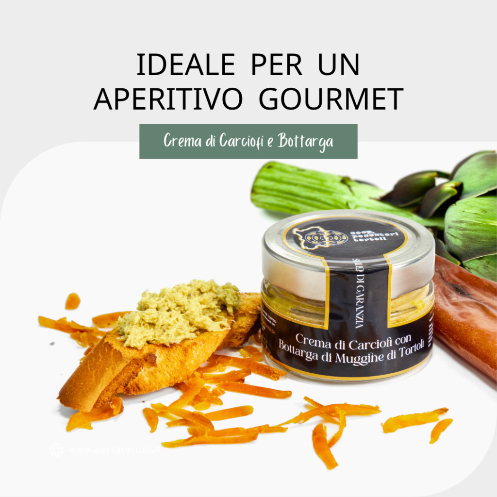 Crema di Carciofi e Bottarga spalmata su crostini croccanti, ideale per un aperitivo gourmet