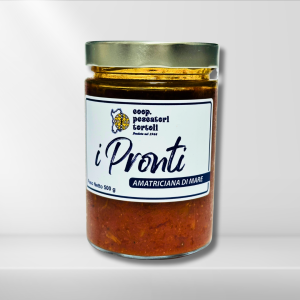 Home 30 Sugo Amatriciana di Mare artigianale da 500 g prodotto dalla Cooperativa Pescatori Tortolì Sardegna