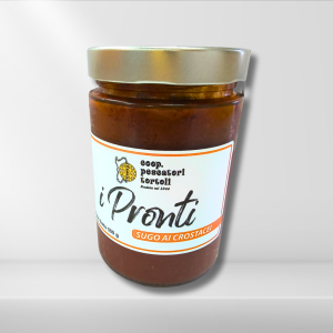 Home 29 Vasetto di Sugo ai Crostacei artigianale da 500 g dei Pescatori di Tortolì, ricetta tradizionale sarda con scampi, gamberi e cozze.